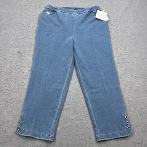 Quacker Factory Pants Womens XL Short Blue Dream Jeannes Pull-On Stretch A287707